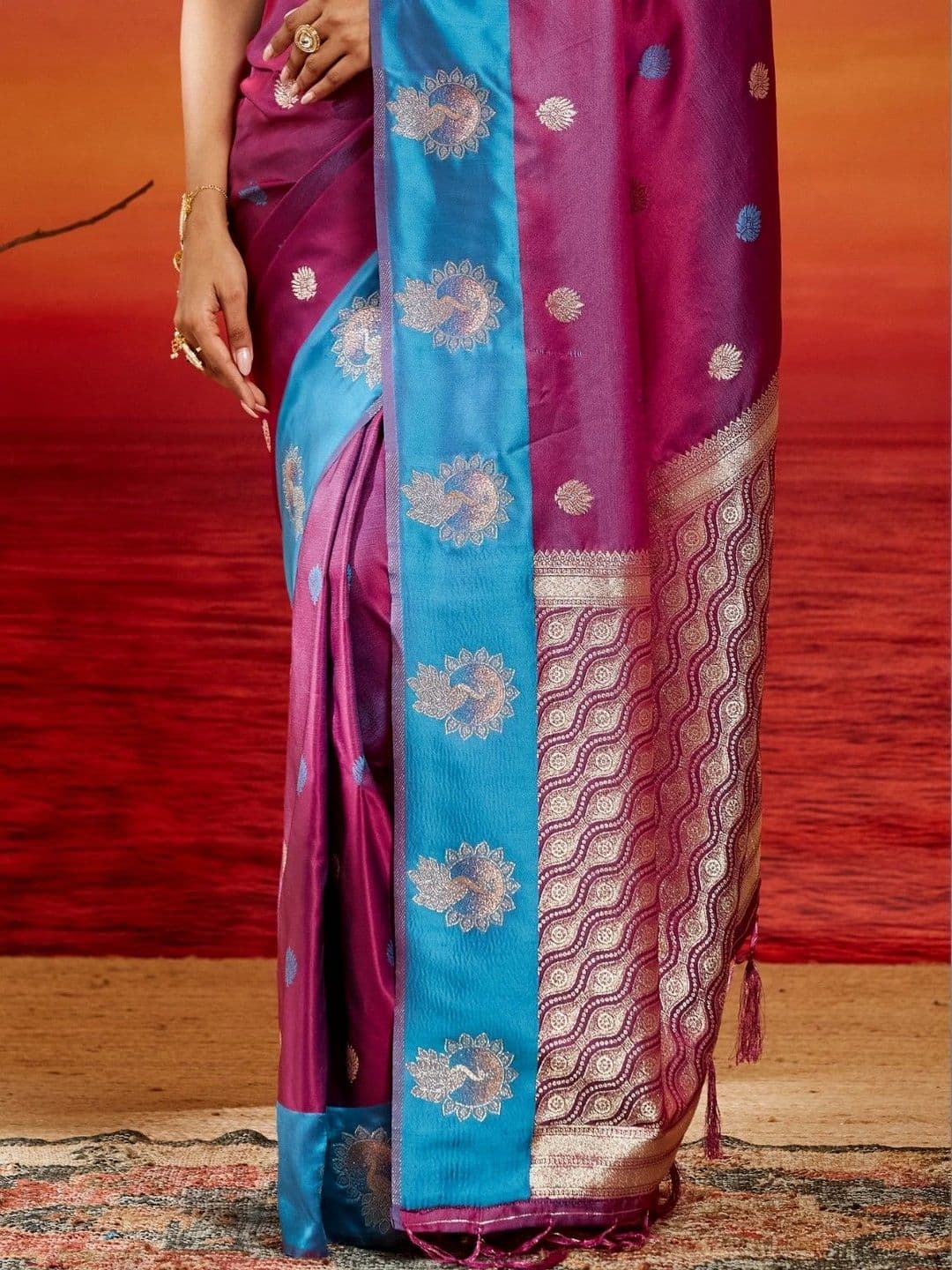 kasee Woven Design Zari Satin Designer Banarasi Saree thumbnail 4