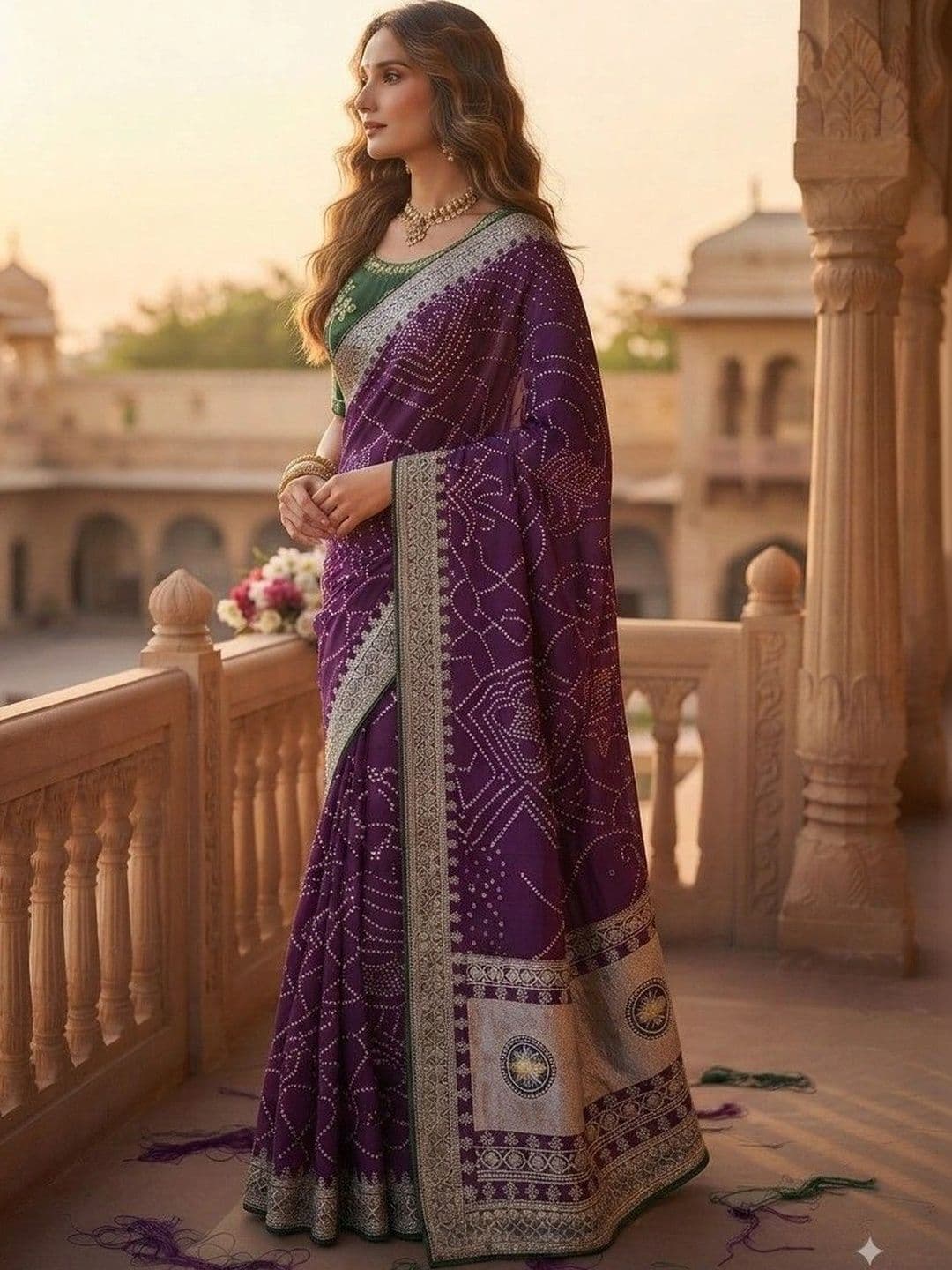 SmileyFashion Bandhani Zari Art Silk Designer Saree thumbnail 5
