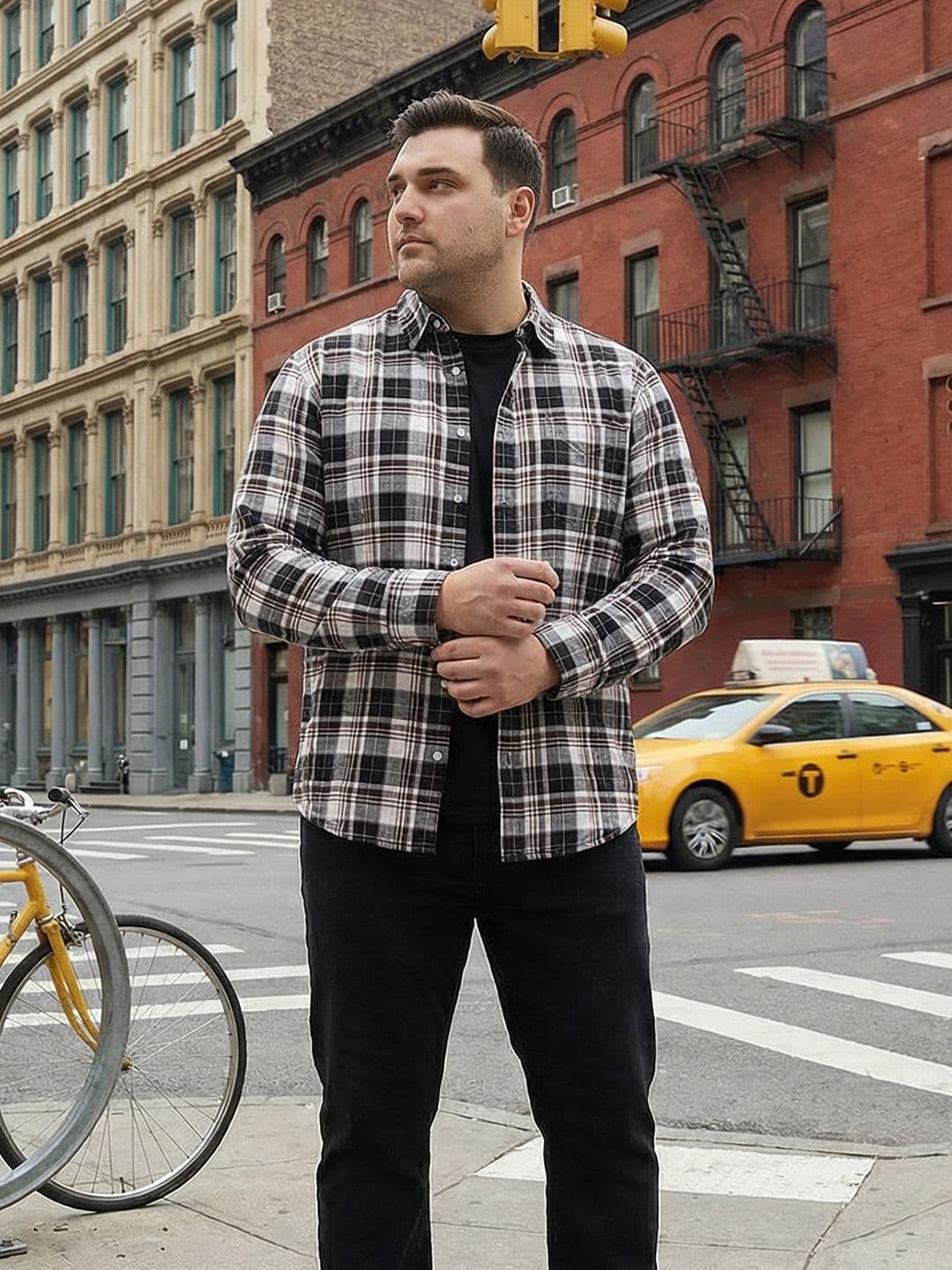 Sztori Plus Size Tartan Checked Pure Cotton Casual Shirt thumbnail 7