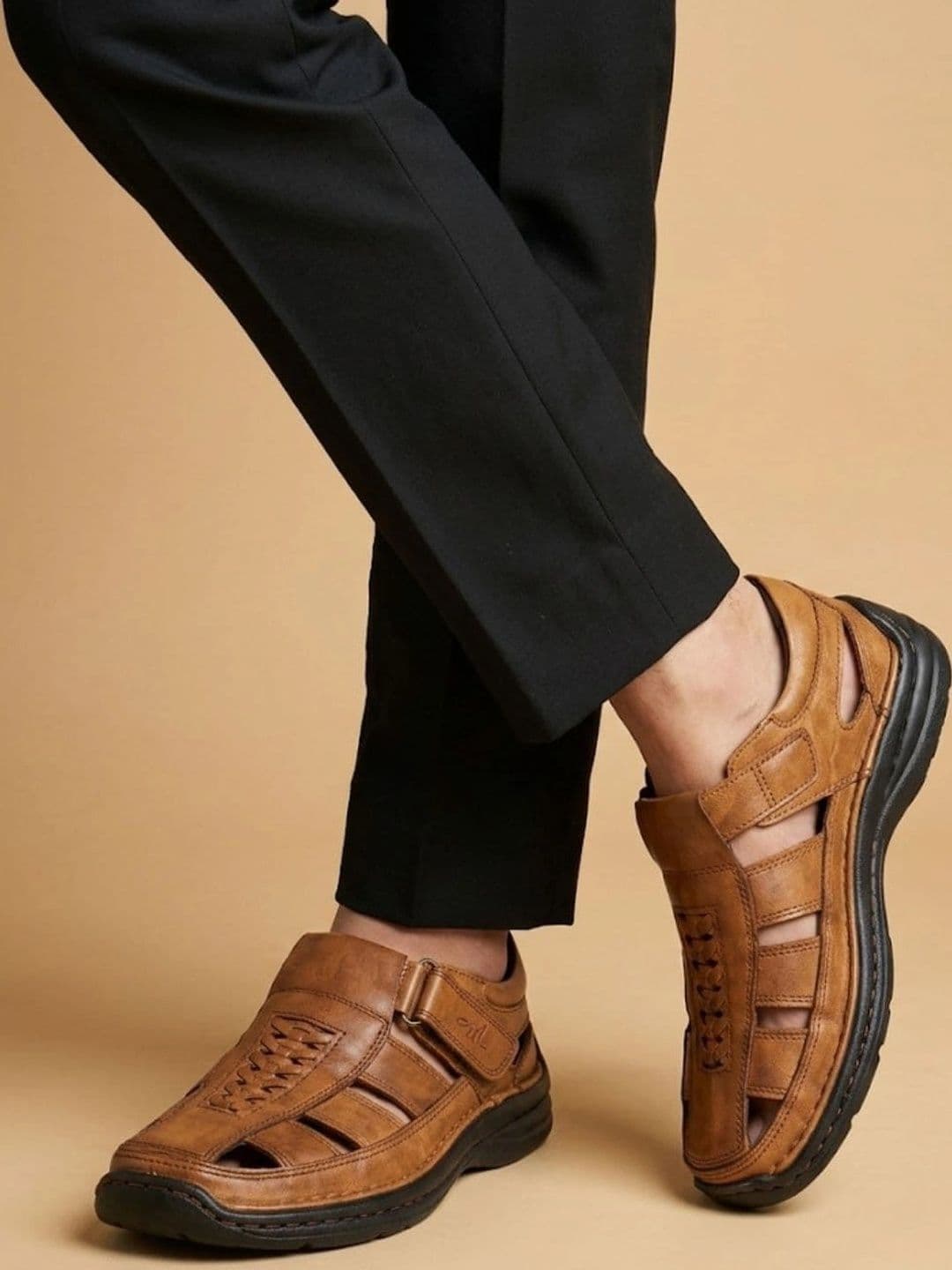 Mardi Gras Men Leather Comfort Sandals - view 1