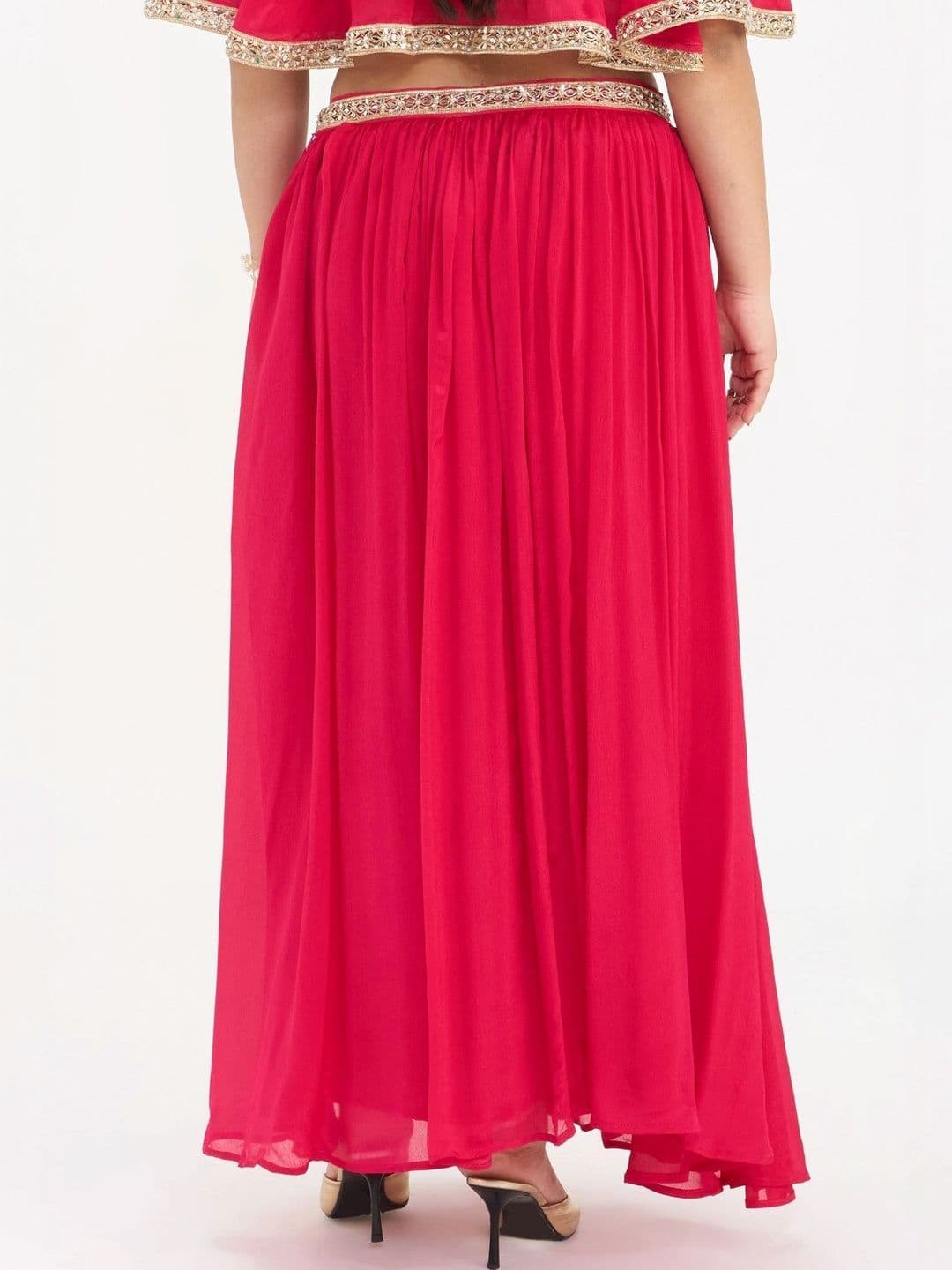 Virgio Women Solid Viscose Flared Lace Plus Size Maxi Skirt thumbnail 3