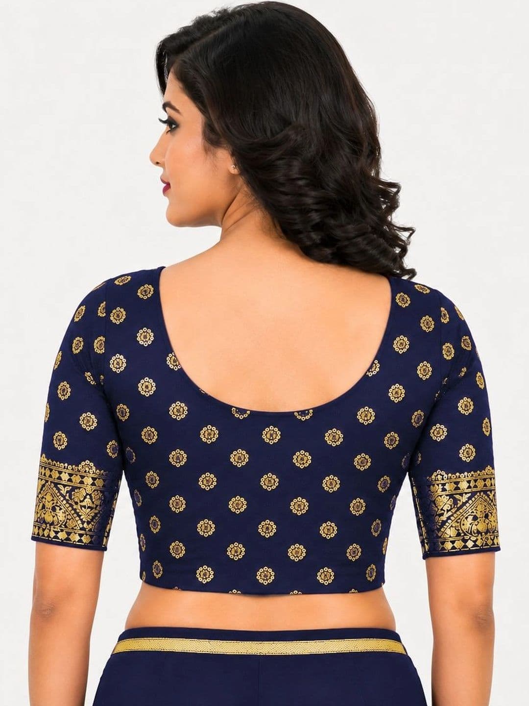 SmartQueen Woven Design Zari Saree Blouse thumbnail 2