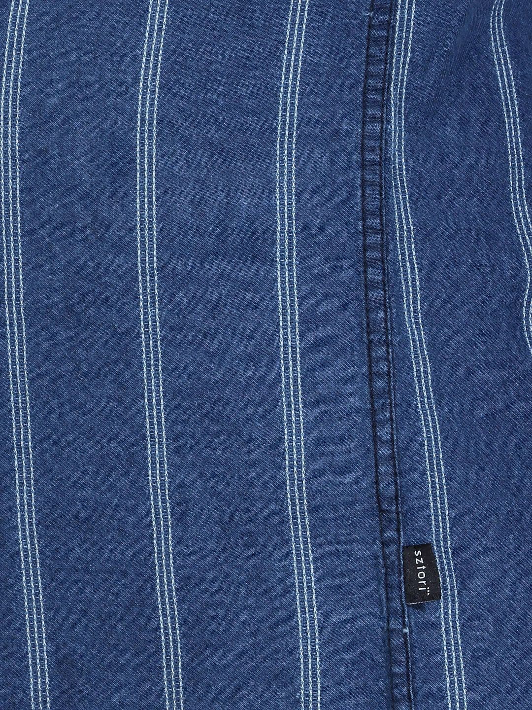 Sztori Plus Size Striped Pure Cotton Casual Shirt thumbnail 3