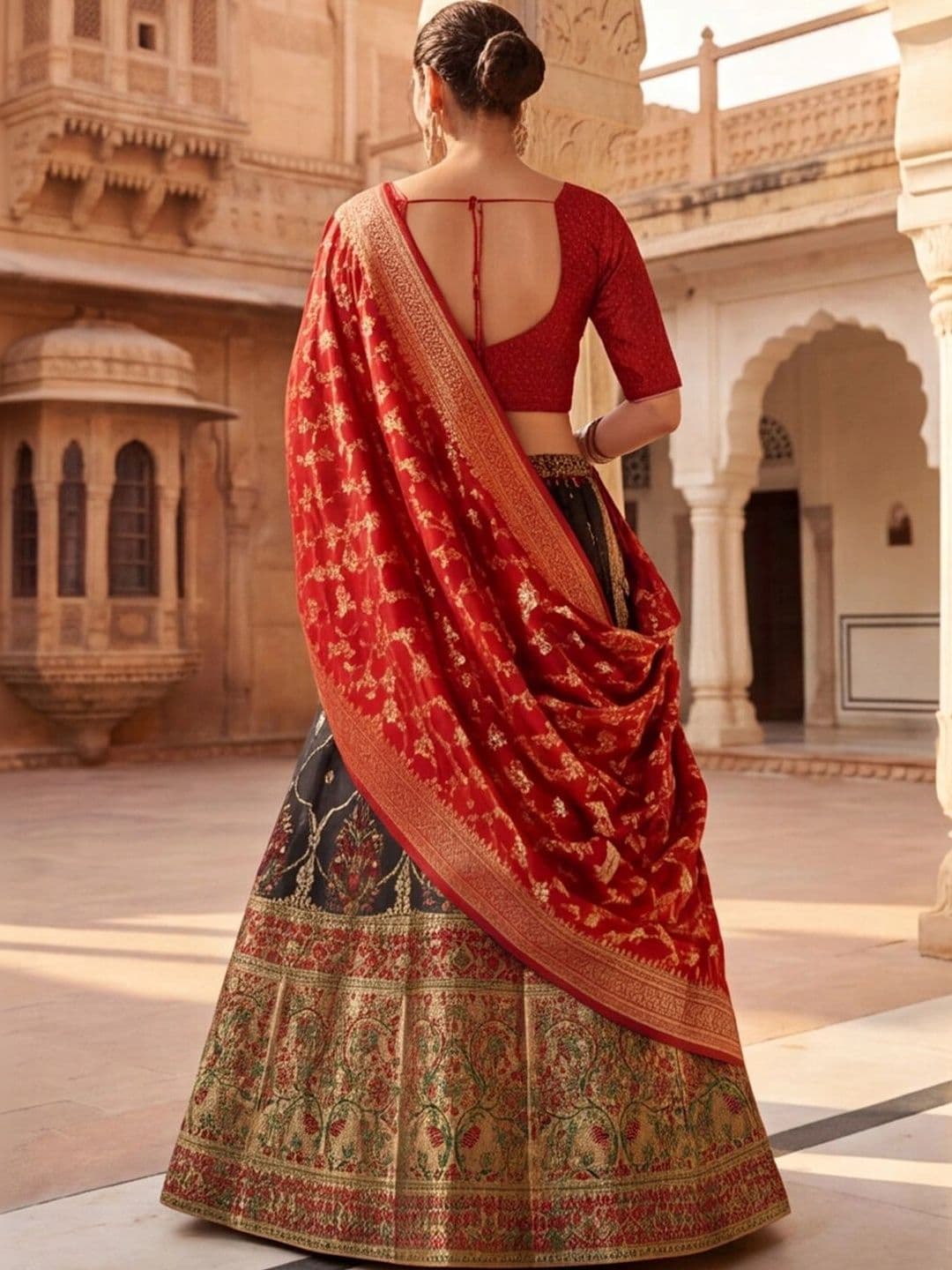 Anouk Rustic Semi-Stitched Lehenga & Unstitched Blouse With Dupatta thumbnail 6