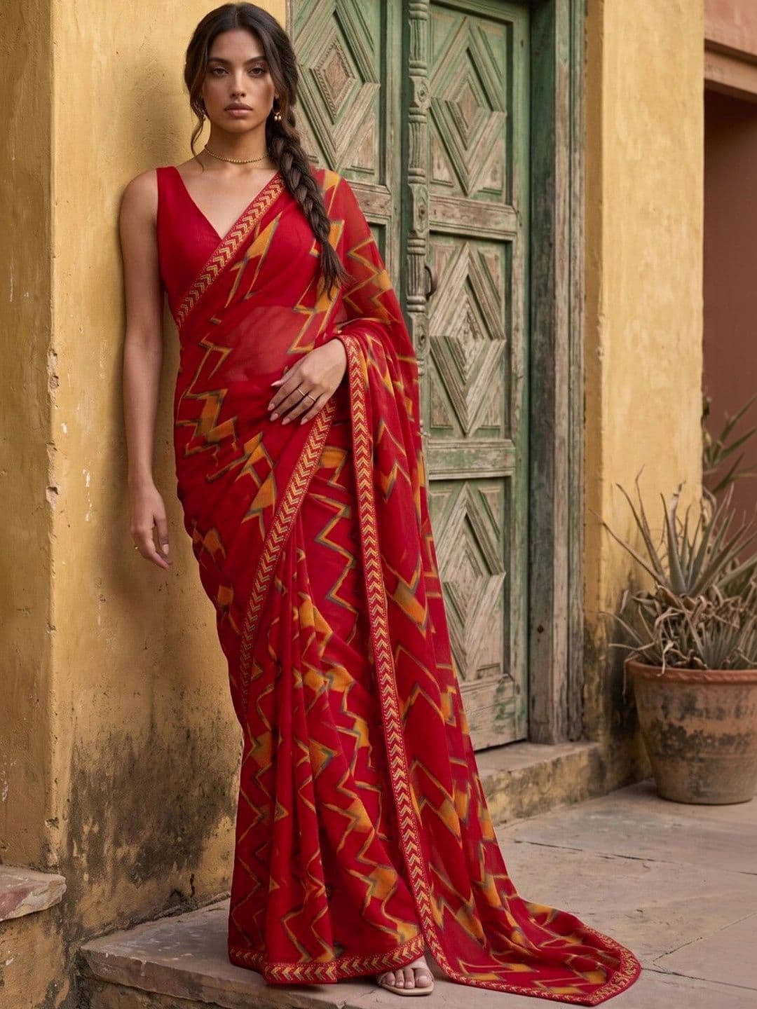 SAARA Ethnic Motifs Pure Georgette Saree - view 1