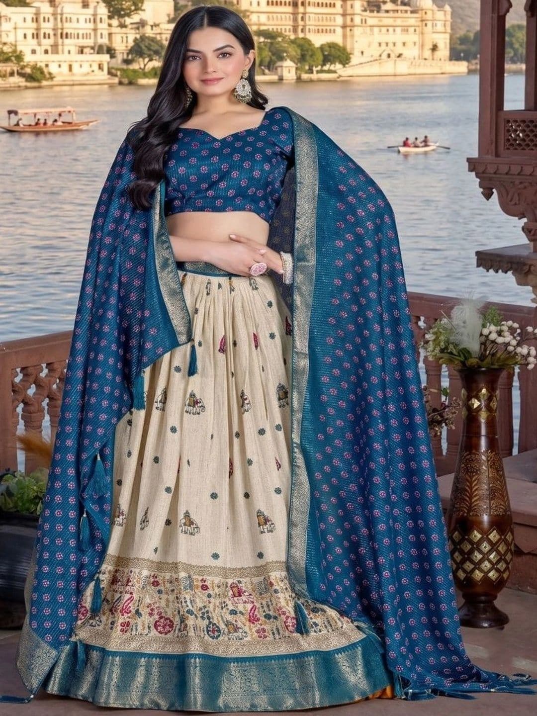 Anouk Printed Semi-Stitched Lehenga & Unstitched Blouse With Dupatta thumbnail 5
