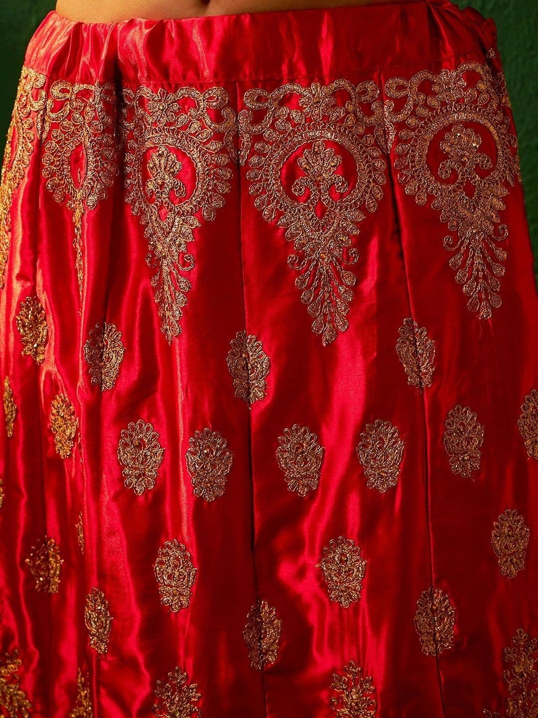 Mitera Embroidered Semi-Stitched Lehenga & Unstitched Blouse With Dupatta thumbnail 7
