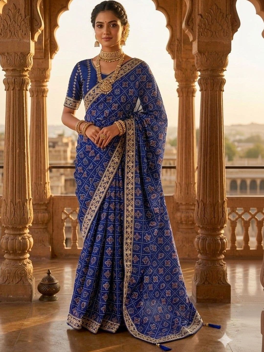 SmileyFashion Bandhani Zari Art Silk Designer Bandhani Saree - view 1