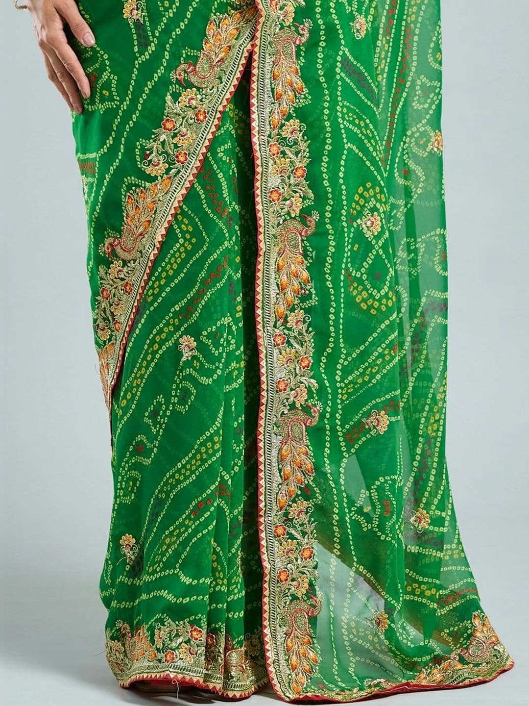 SAMANTHA Bandhani Embroidered Poly Georgette Bandhani Saree thumbnail 4