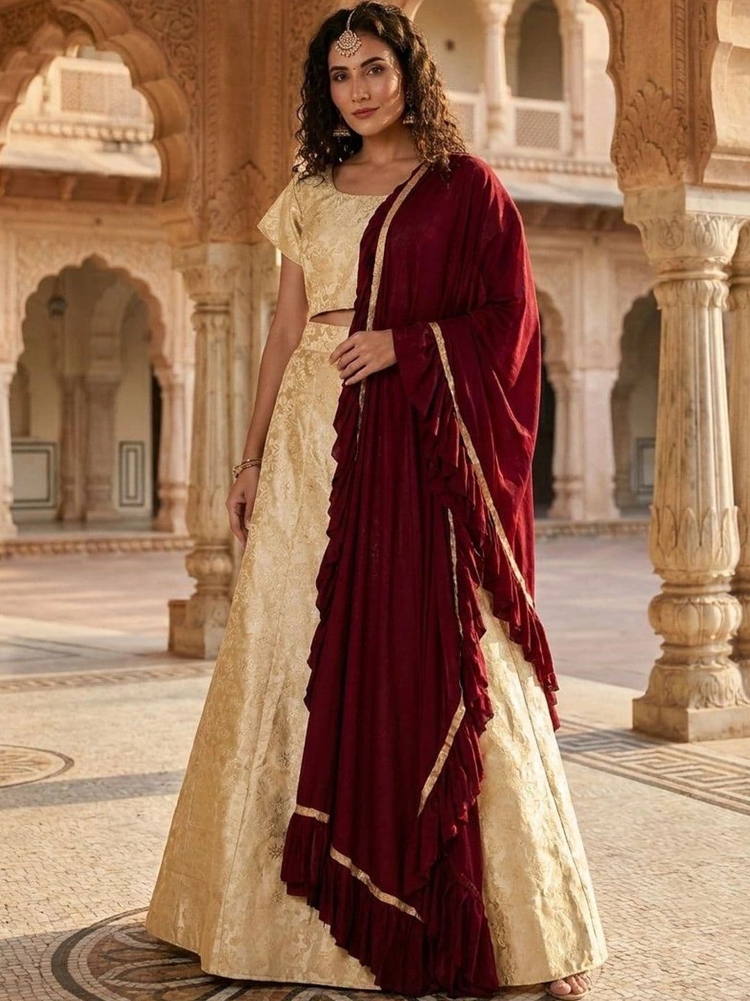 Mitera Semi-Stitched Lehenga & Unstitched Blouse With Dupatta - view 1