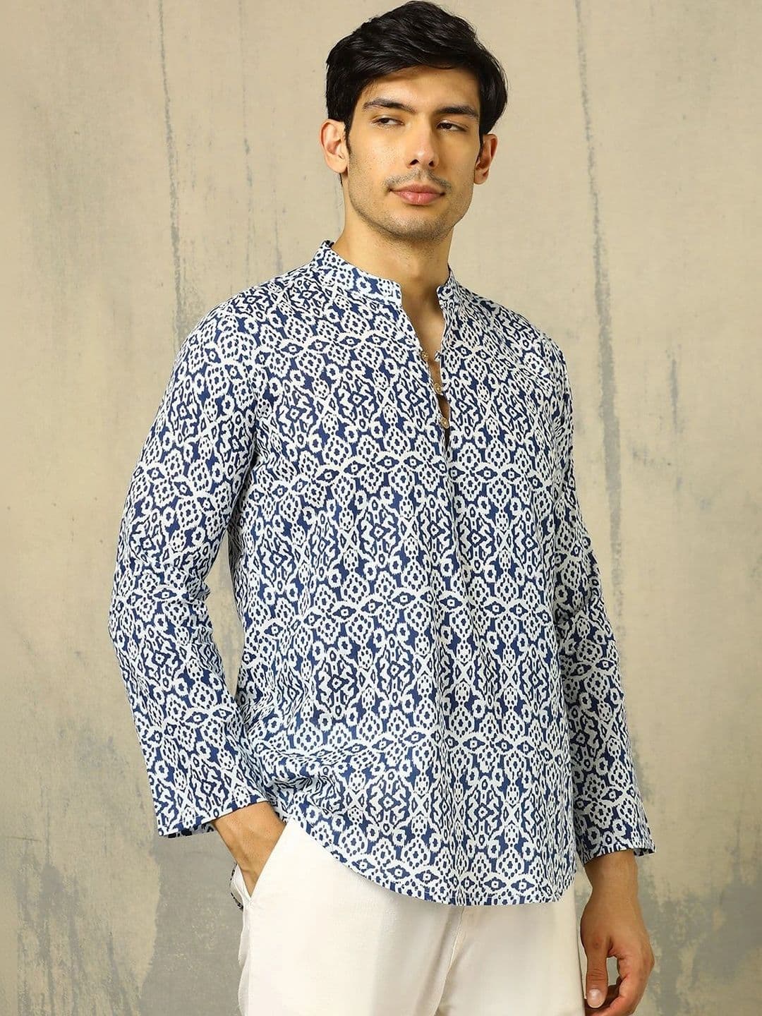 Anouk Printed Cotton Mandarin Collar Short Kurta thumbnail 5