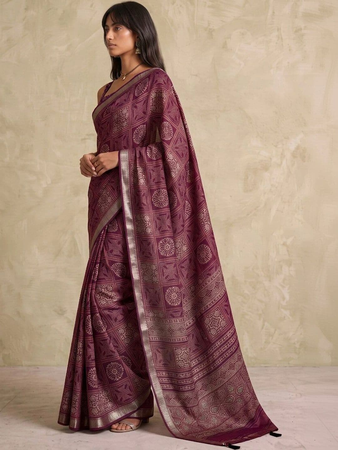 SAARA Ethnic Motifs Pure Georgette Women Saree thumbnail 2