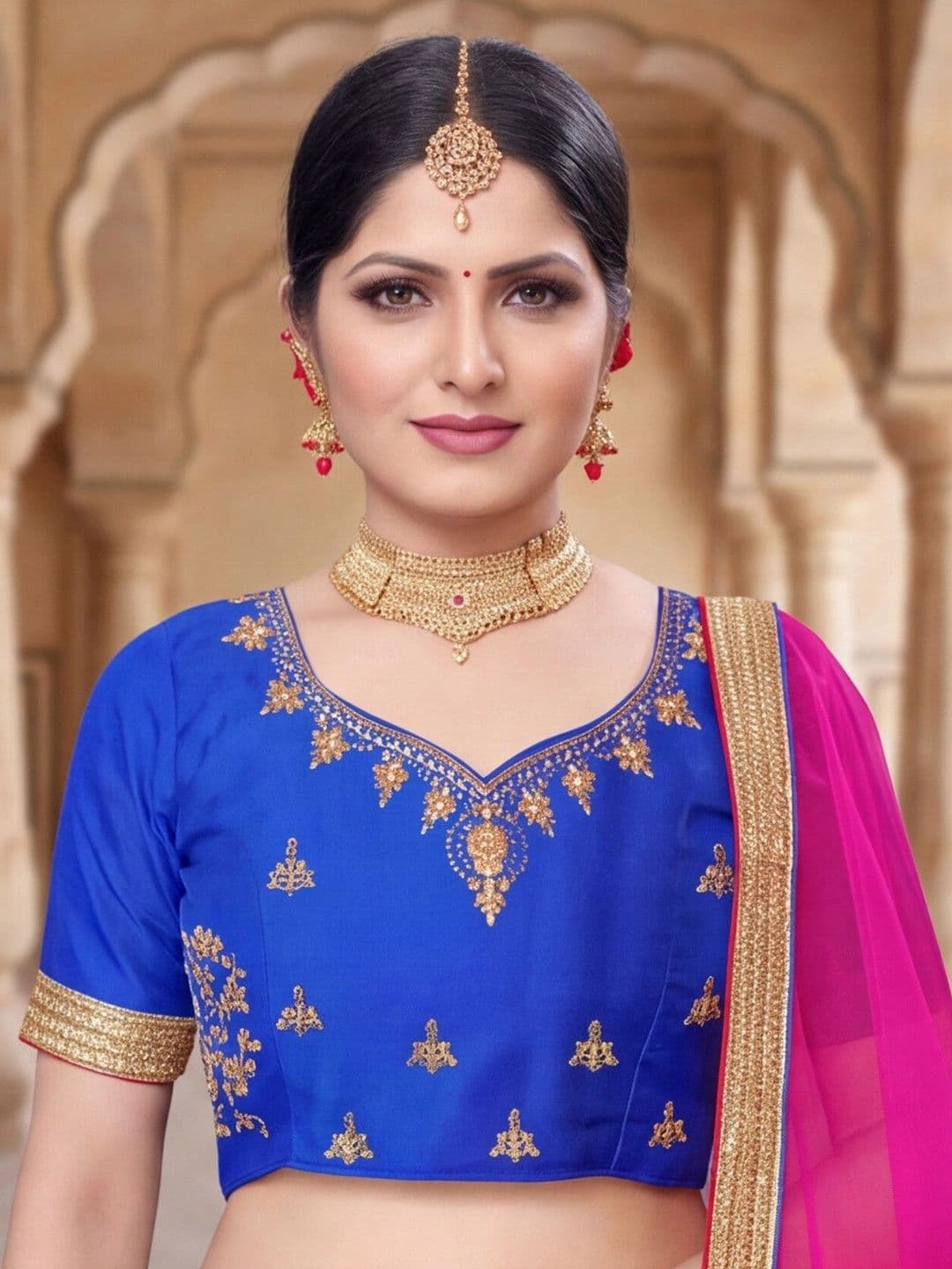Anouk Rustic Embellished Semi-Stitched Lehenga & Unstitched Blouse With Dupatta thumbnail 7