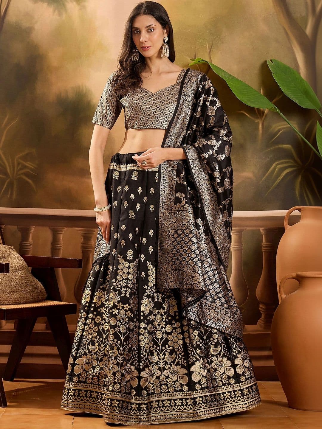 Mitera Semi-Stitched Lehenga & Unstitched Blouse With Dupatta thumbnail 6