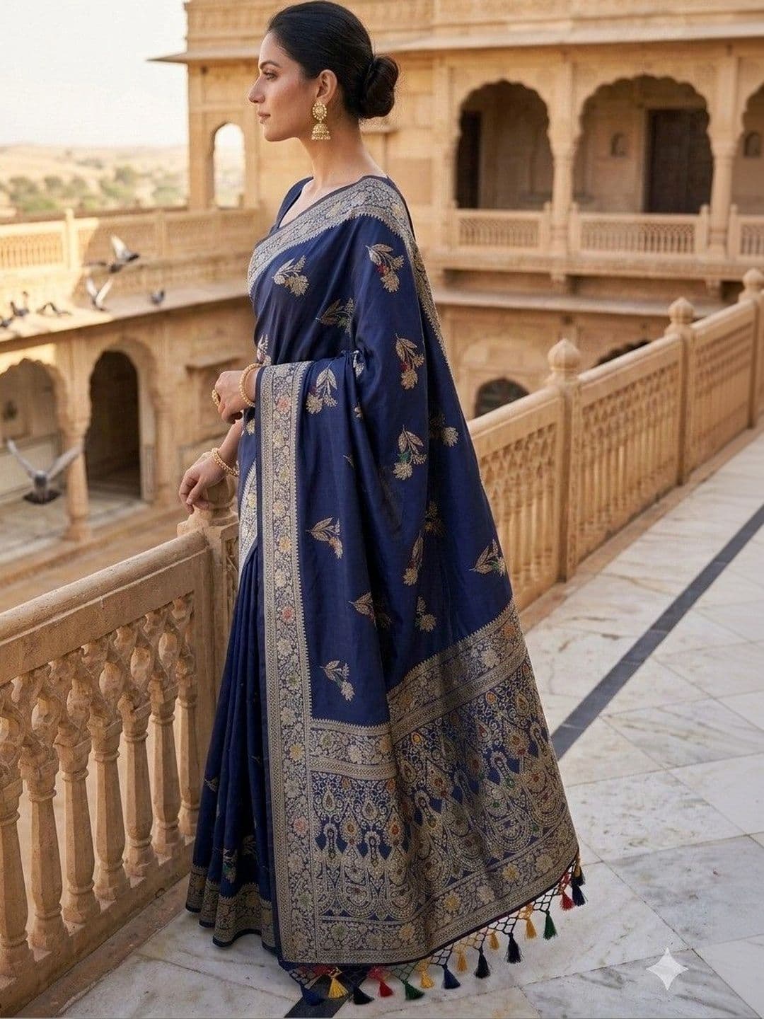 House of Neyvara Woven Design Zari Silk Blend Banarasi Saree thumbnail 2