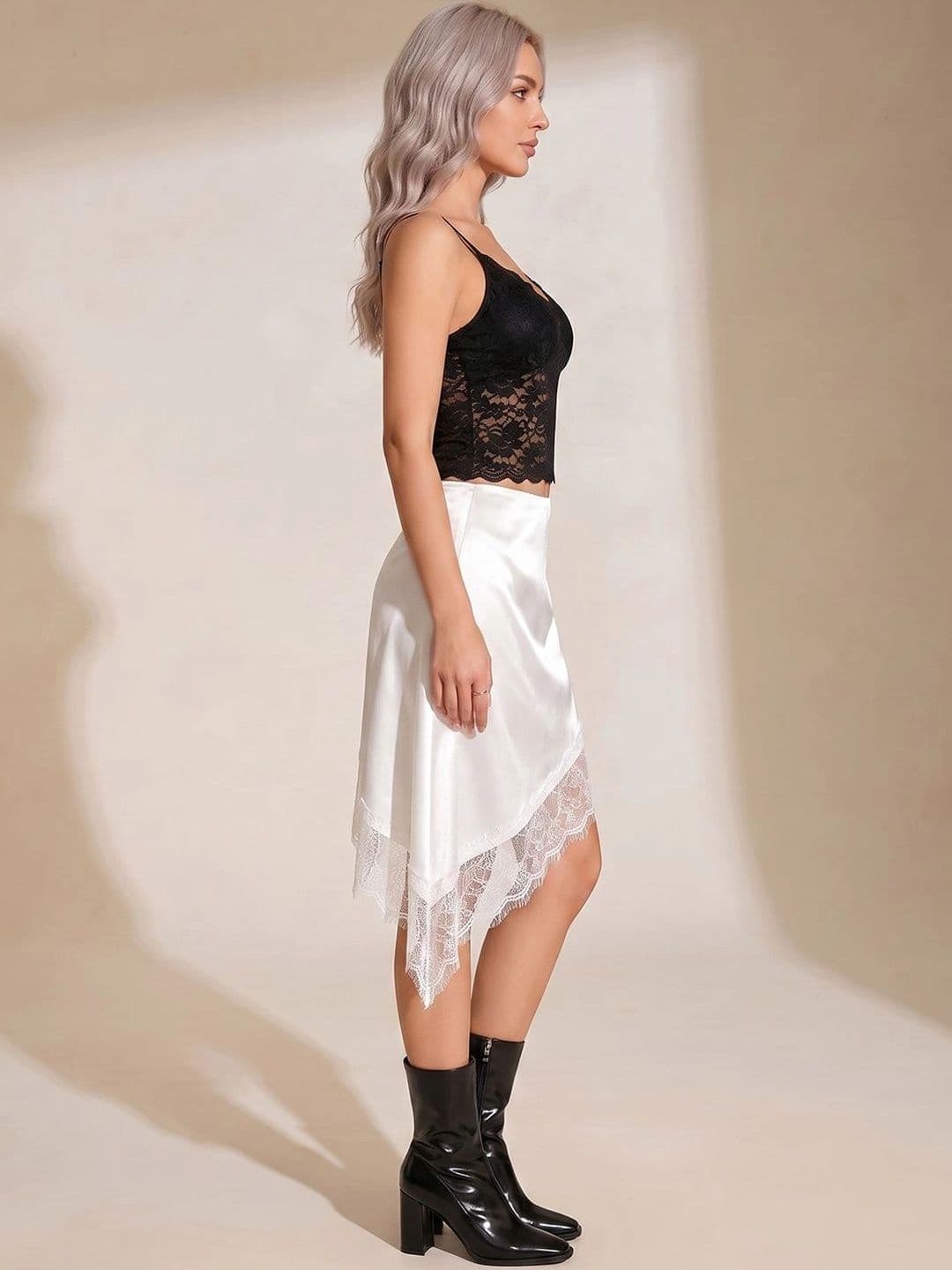 Suo Women Lace Frills Bows and Ruffles Above Knee A-Line Skirt thumbnail 3
