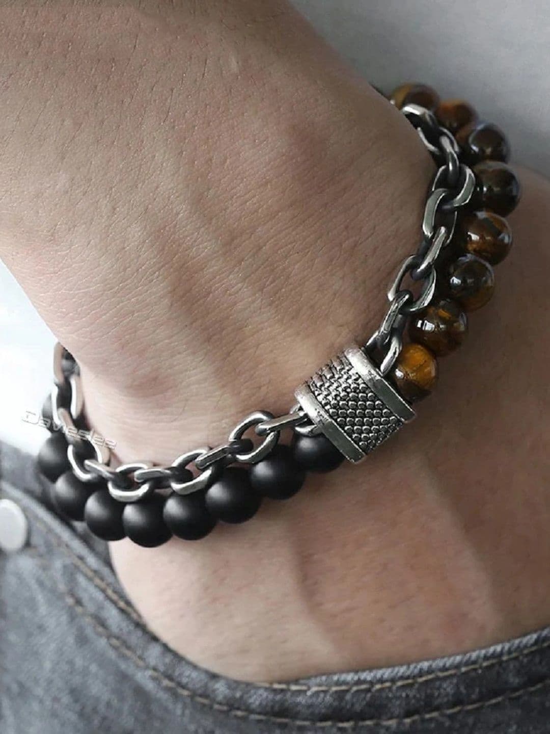 BRAHMSHAKTI Men Tigers Eye Multistrand Bracelet thumbnail 2