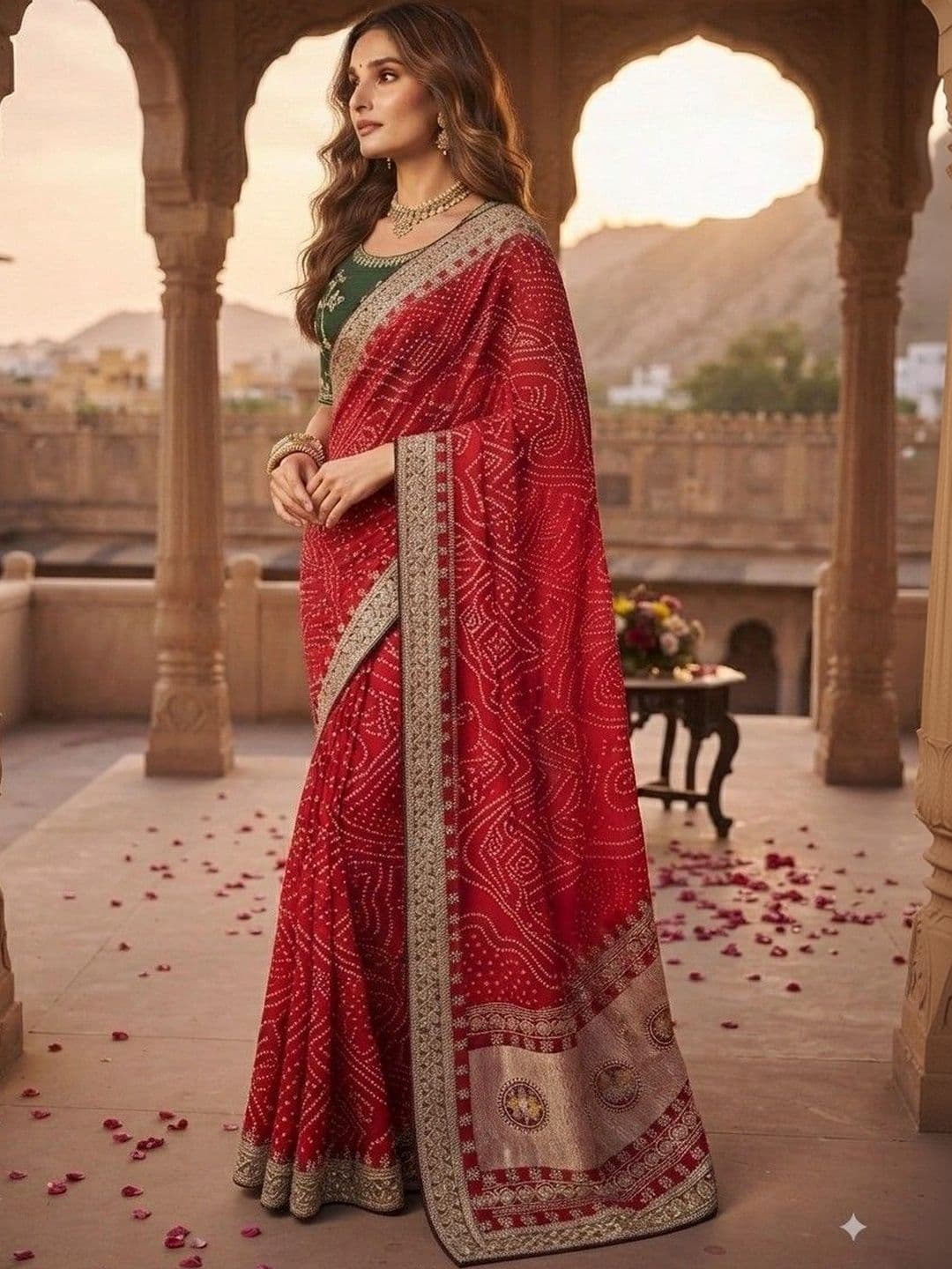 SmileyFashion Bandhani Embroidered Art Silk Designer Saree - view 1