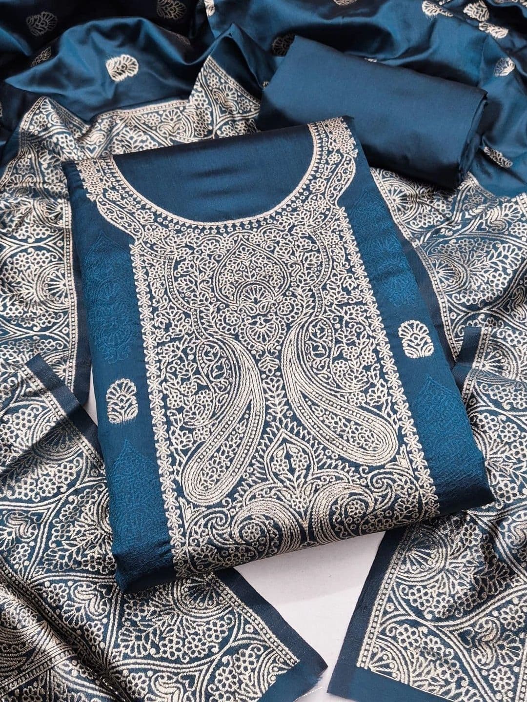 Milvia Art Silk Unstitched Dress Material - view 1