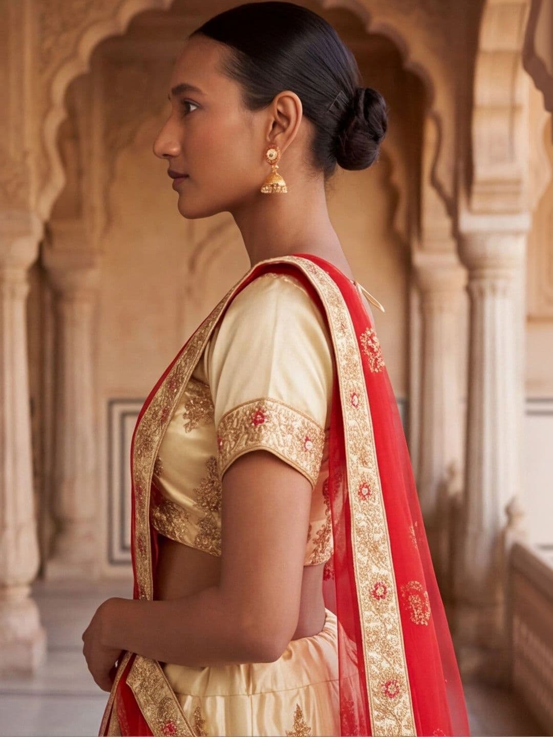 Anouk Rustic Embroidered Semi-Stitched Lehenga & Unstitched Blouse With Dupatta thumbnail 5