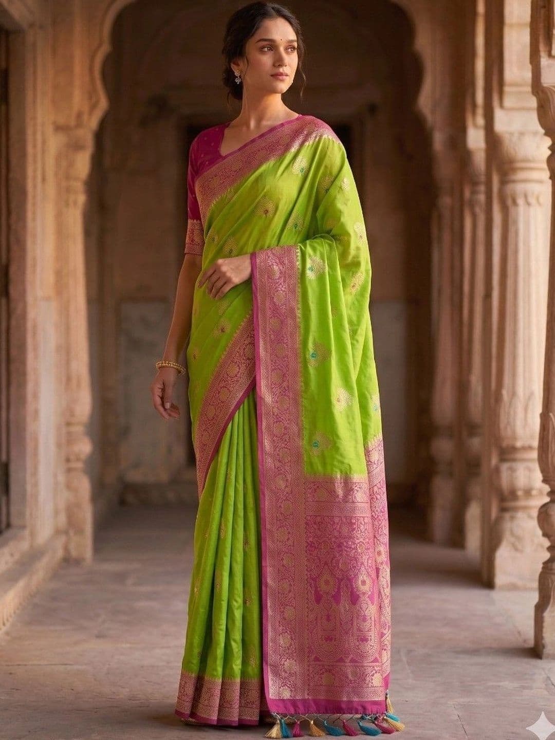 House of Neyvara Woven Design Zari Silk Blend Banarasi Saree - view 1