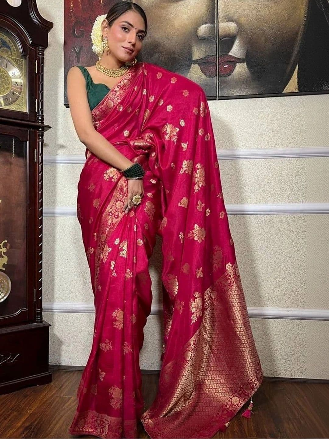 revika Woven Design Zari Art Silk Designer Kanjeevaram Saree - view 1