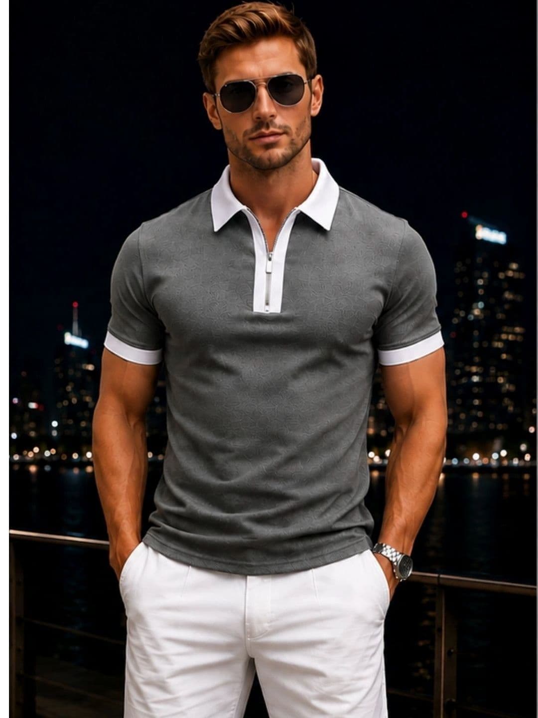 Mast & Harbour Men Polo Collar T-shirt - view 1