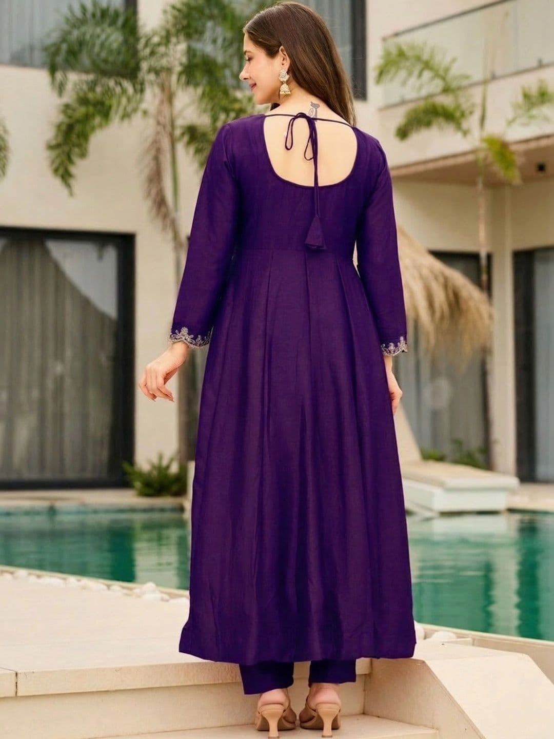 Sangria Women Ethnic Motifs Embroidered Empire Thread Work Kurta with Trousers & With Dupatta thumbnail 6