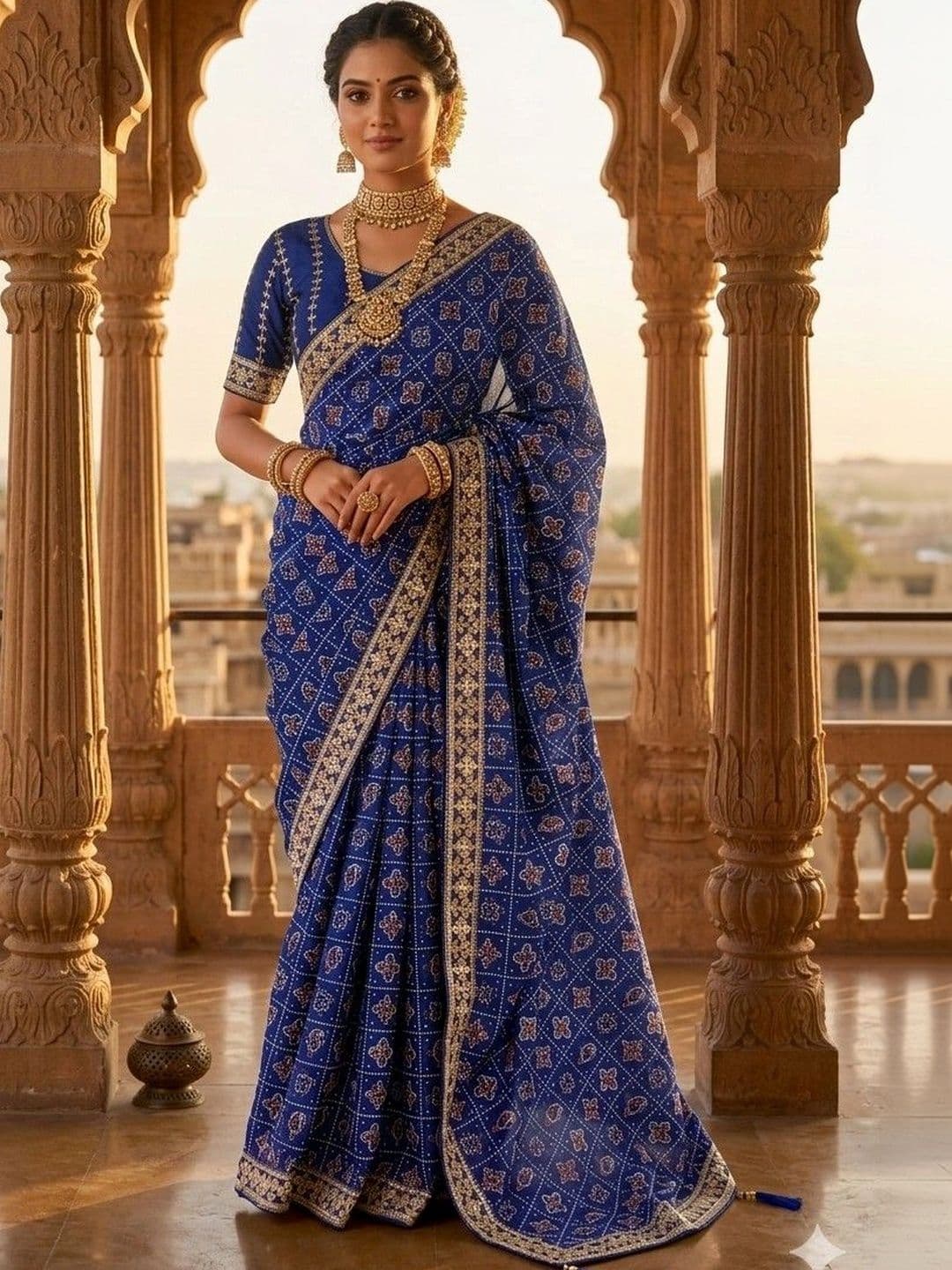 SmileyFashion Bandhani Zari Art Silk Designer Bandhani Saree - view 1