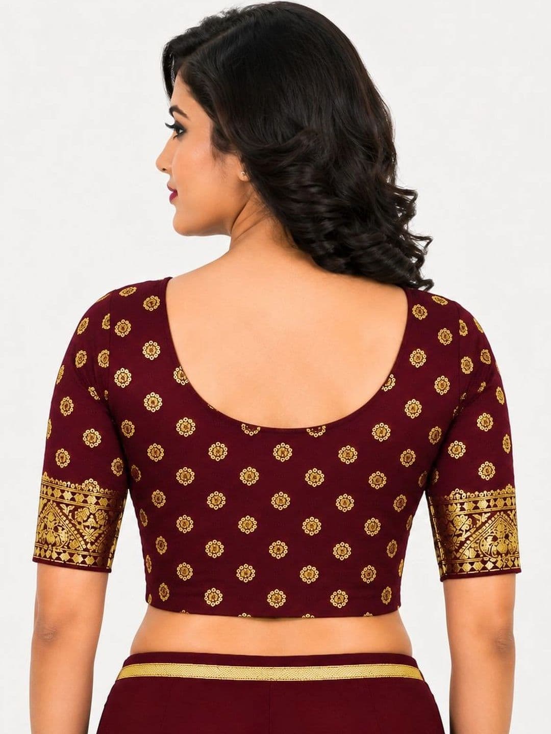SmartQueen Woven Design Zari Saree Blouse thumbnail 3