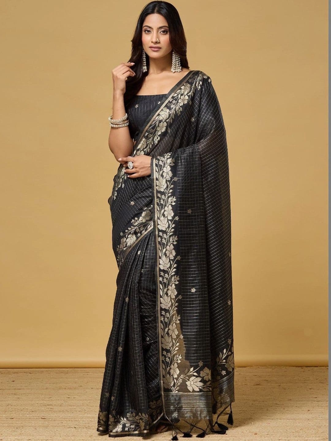 kasee Floral Zari Pure Cotton Designer Saree thumbnail 6