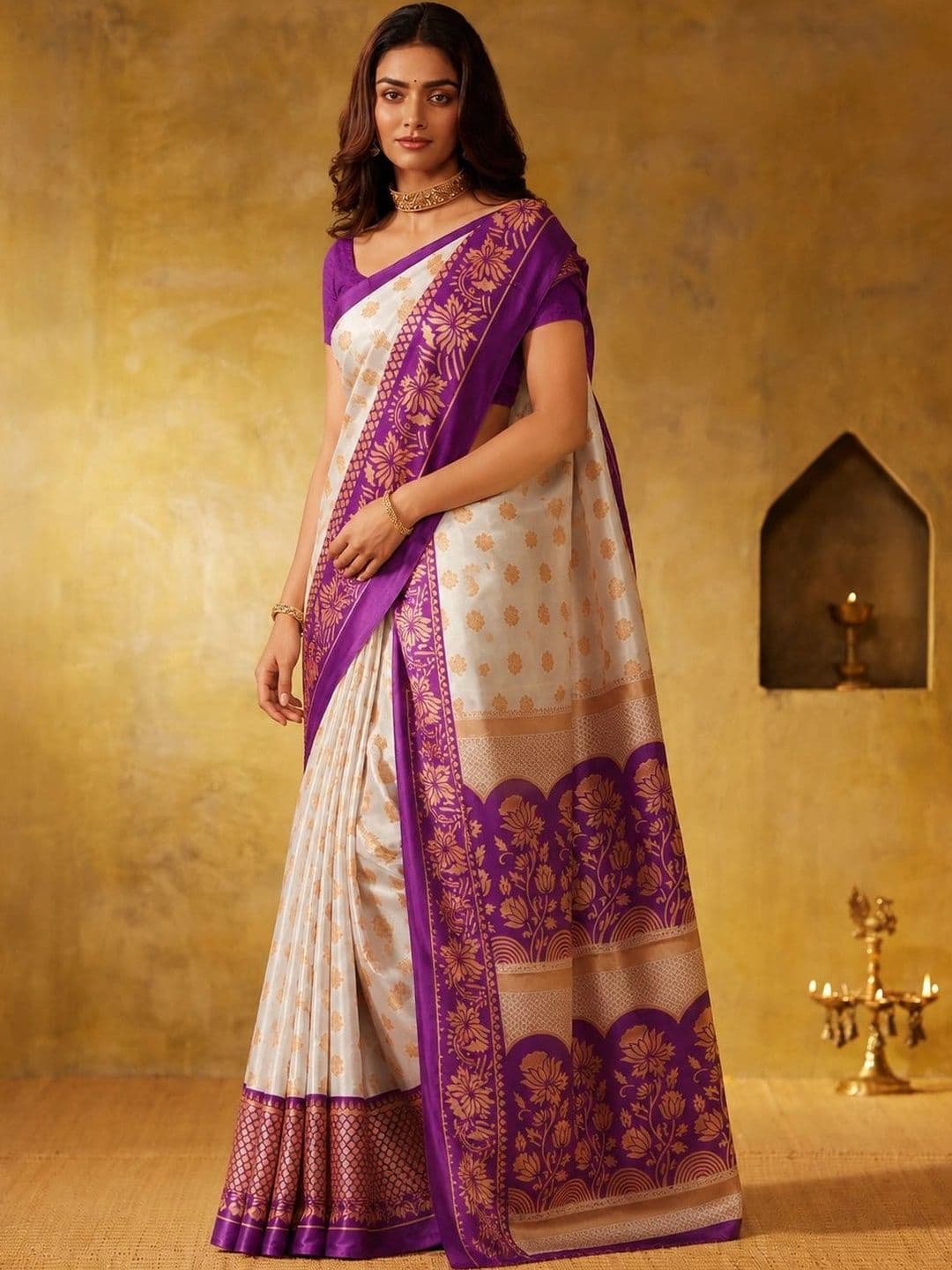 RegalDrapes Ethnic Motifs Zari Saree thumbnail 2
