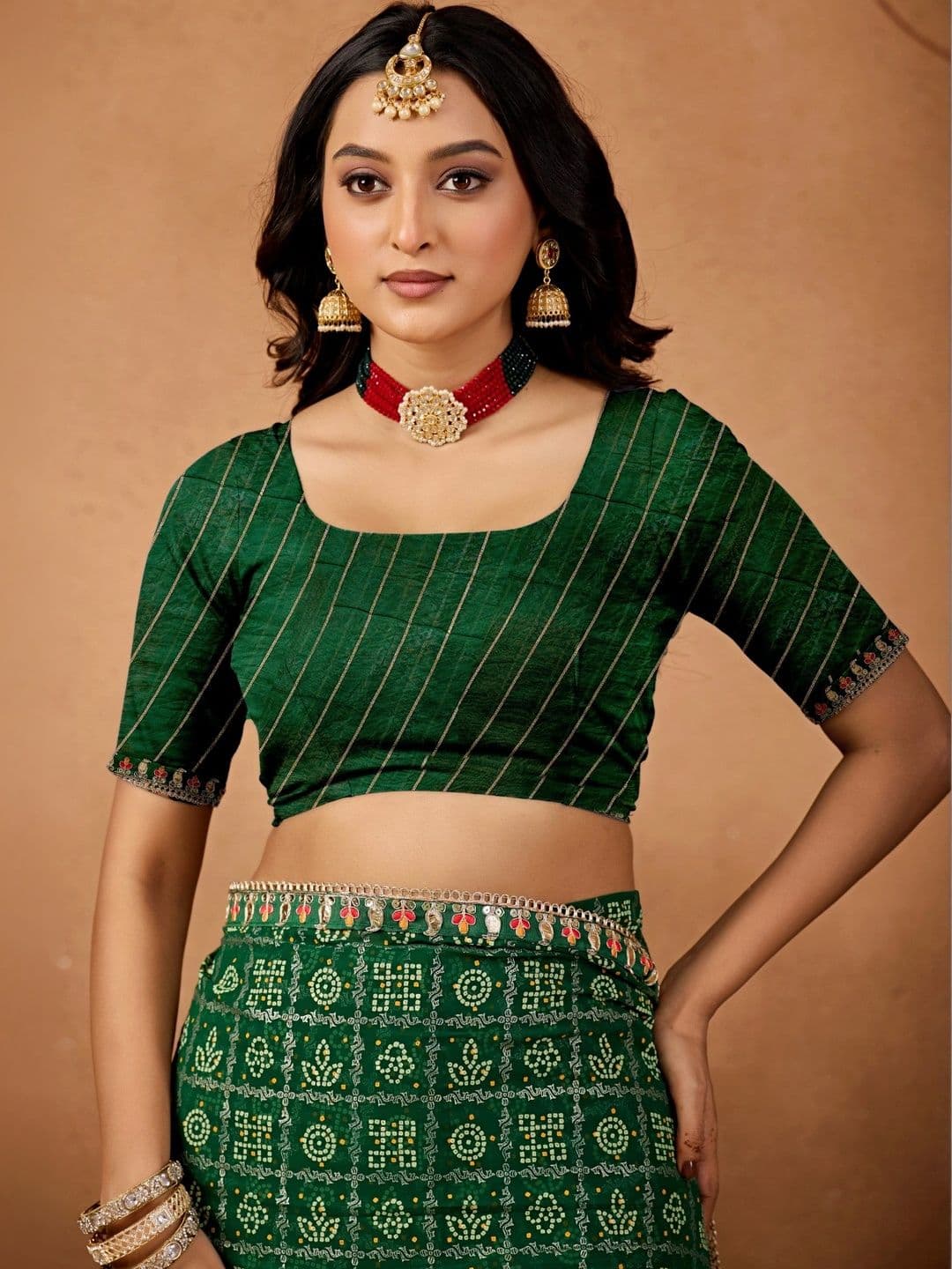Mitera Bandhani Gotta Patti Poly Georgette Designer Bandhani Saree thumbnail 4
