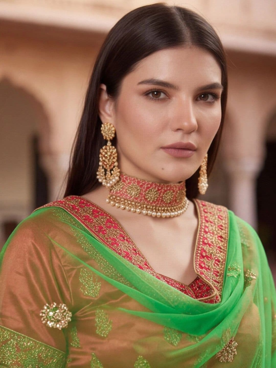 Anouk Rustic Embroidered Semi-Stitched Lehenga & Unstitched Blouse With Dupatta thumbnail 2