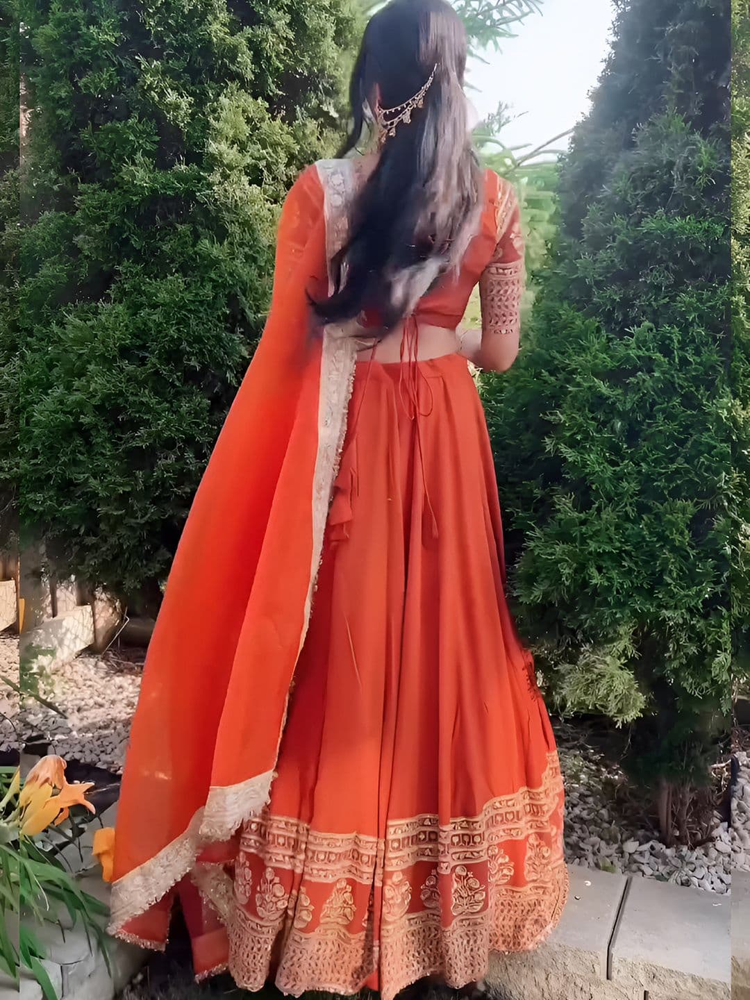 DREAM EXPORTER Embroidered Semi-Stitched Lehenga & Unstitched Blouse With Dupatta thumbnail 5