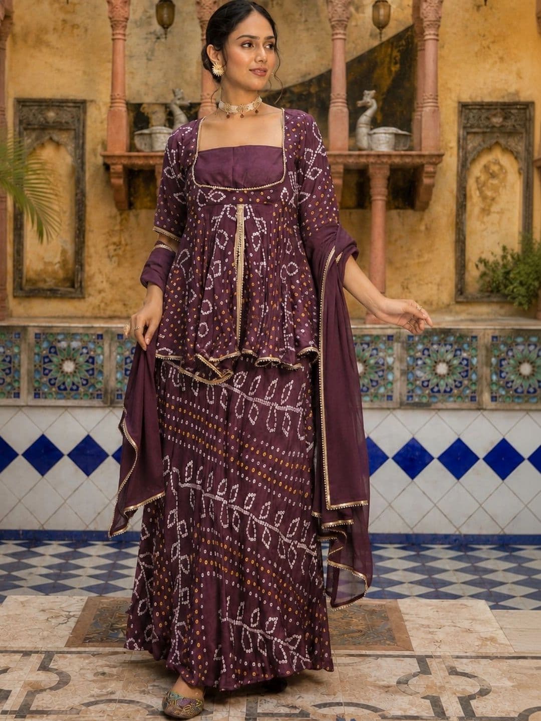 HOUSE OF JAMOTI Printed Thread Work Ready to Wear Lehenga & Blouse With Dupatta thumbnail 3
