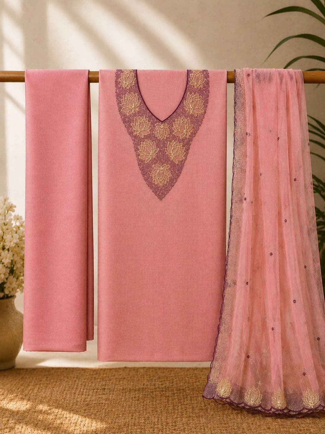 Krishna Tanna Embroidered Silk Crepe Unstitched Dress Material thumbnail 4