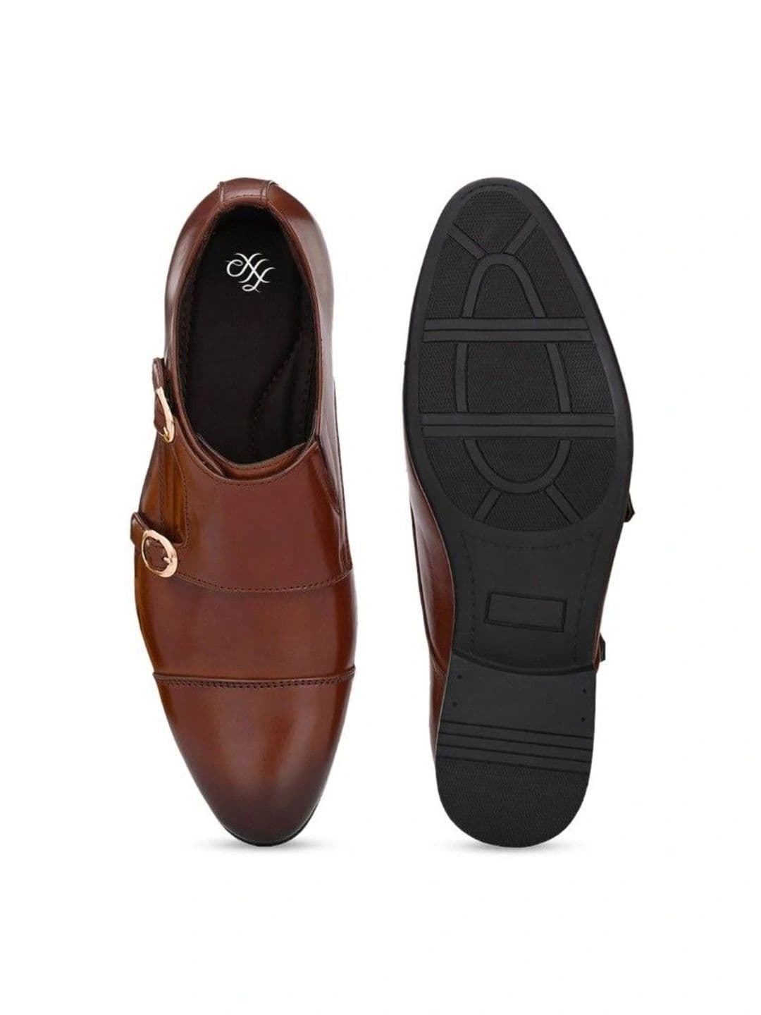 House of Pataudi Men Synthetic Leather Pointed Toe Buckle Monk Shoes Formal Shoes thumbnail 5