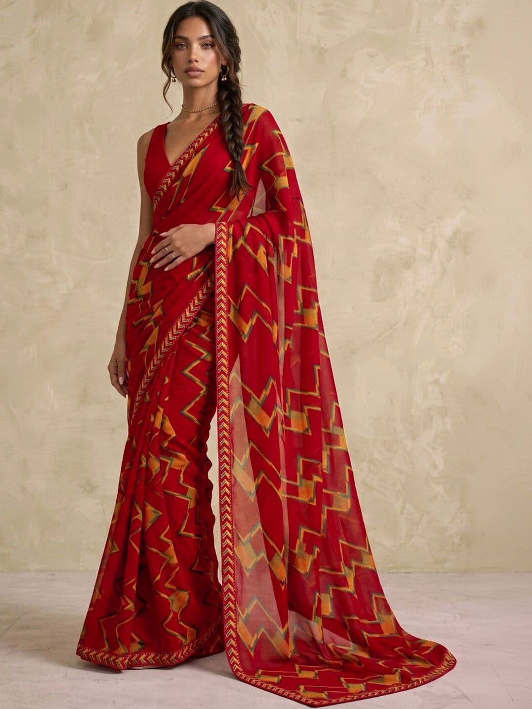 SAARA Ethnic Motifs Pure Georgette Saree thumbnail 7
