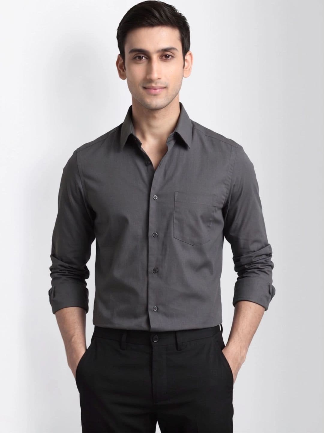 URBANICE Men Premium Slim Fit Solid Spread Collar Cotton Casual Shirt thumbnail 8