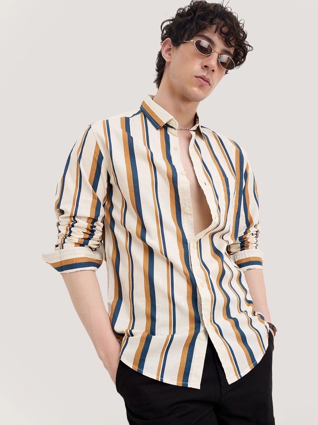 VASTRADO Men Classic Slim Fit Striped Casual Shirt thumbnail 3