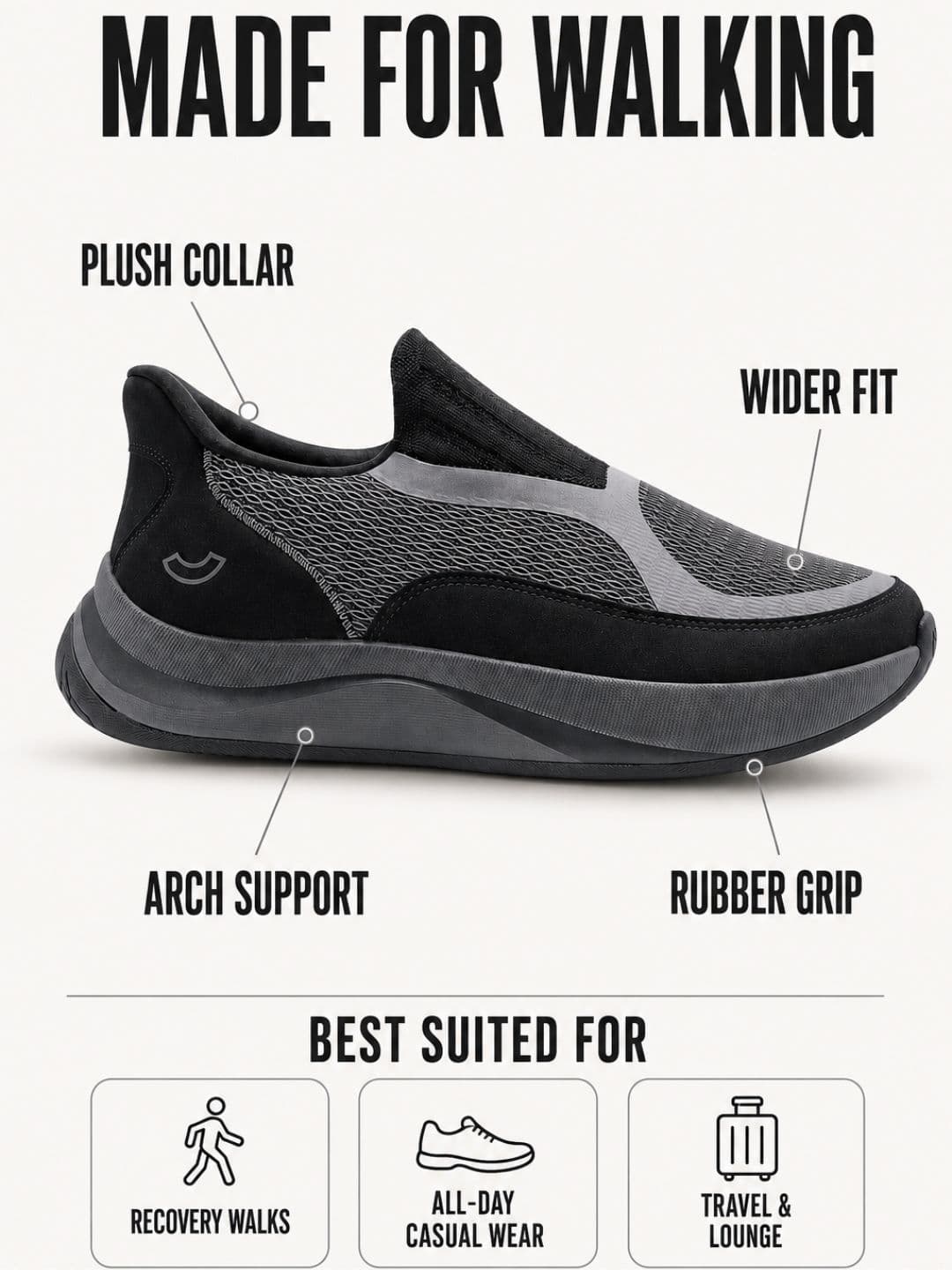 Ten x You Unisex Zenflo Arch Support Walking Slip On Shoes thumbnail 3