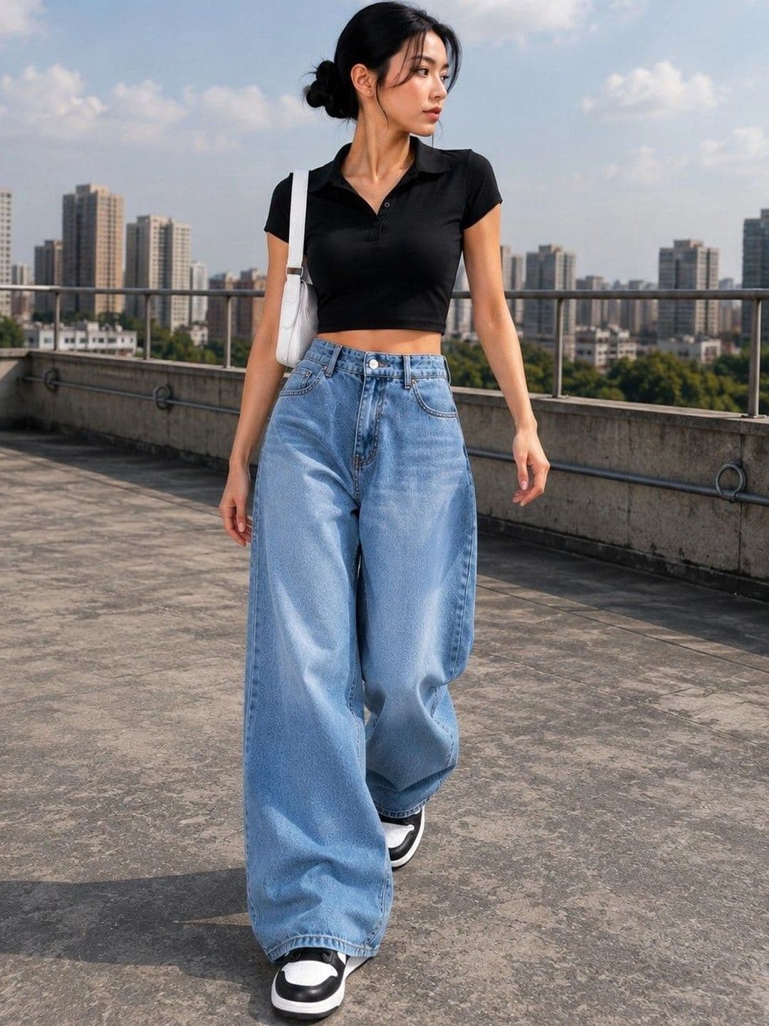 DressBerry Women Comfort Wide Leg High-Rise Light Fade Stretchable Jeans thumbnail 4