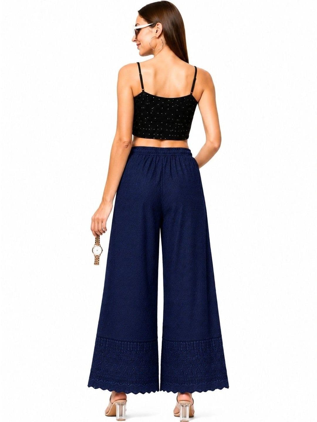 Threadbloom Women Embroidered Knitted Ethnic Palazzos thumbnail 5