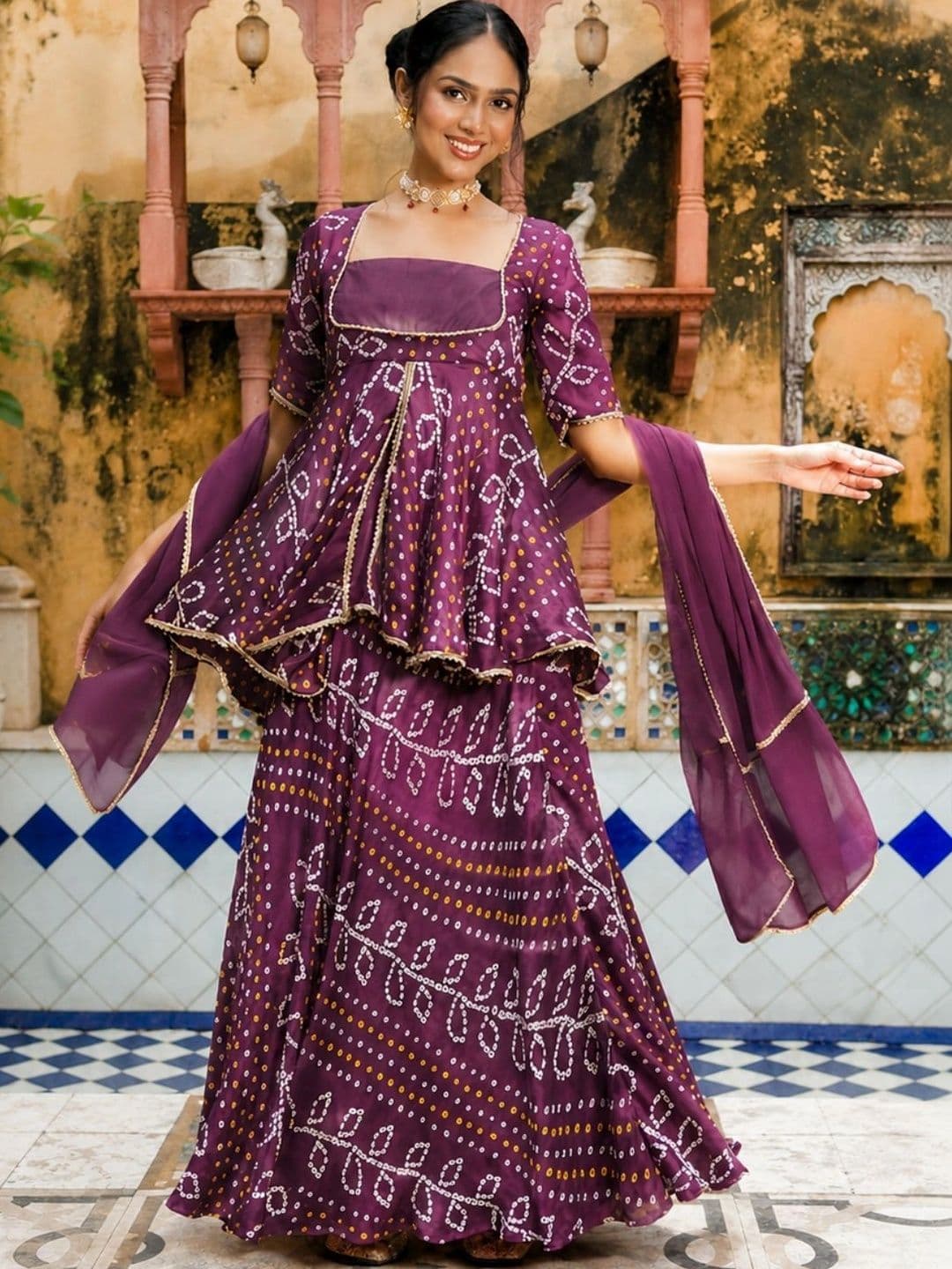 HOUSE OF JAMOTI Printed Thread Work Ready to Wear Lehenga & Blouse With Dupatta thumbnail 5