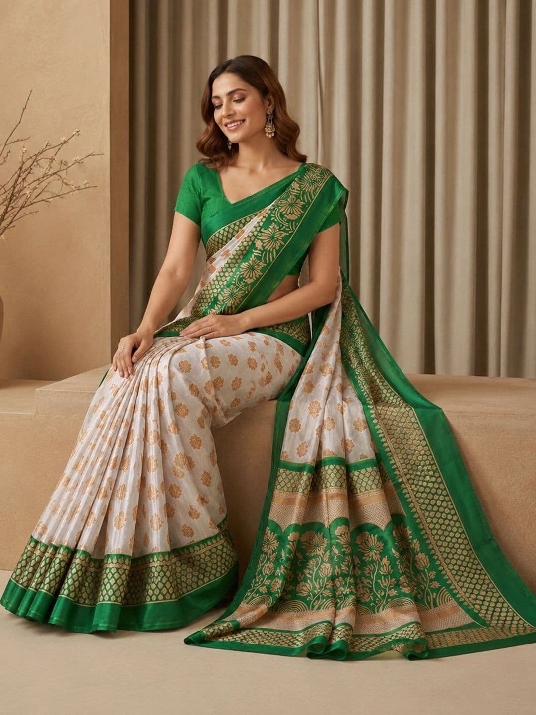 RegalDrapes Ethnic Motifs Zari Saree thumbnail 4