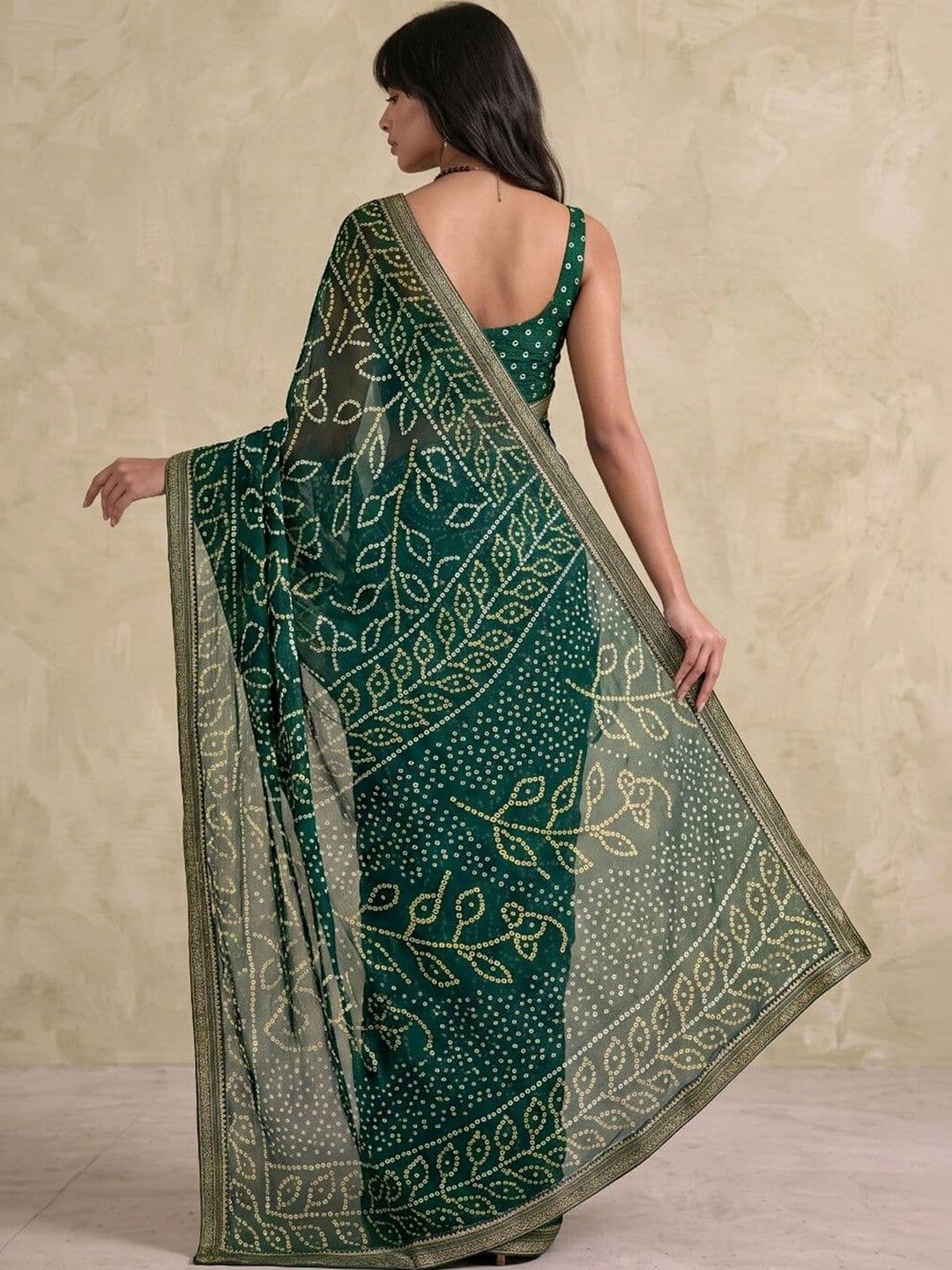 SAARA Bandhani Pure Georgette Saree thumbnail 6
