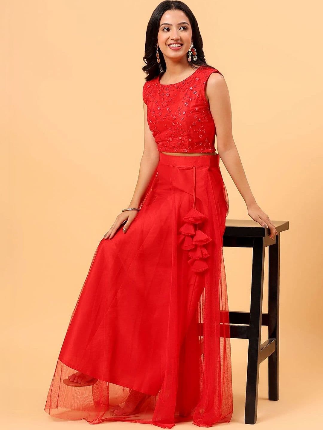 Frolic Rolic Embroidered Net Blouse & Net Skirt Set thumbnail 5
