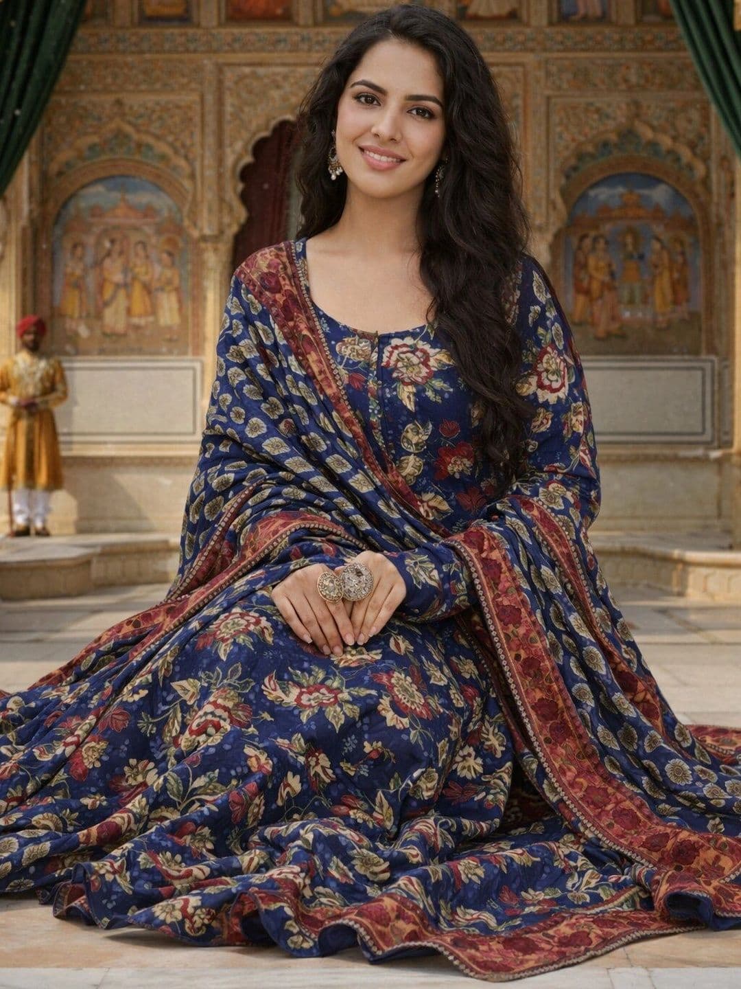 Chhipa Prints Women Floral Printed Regular Kurta with Trousers & With Dupatta thumbnail 4