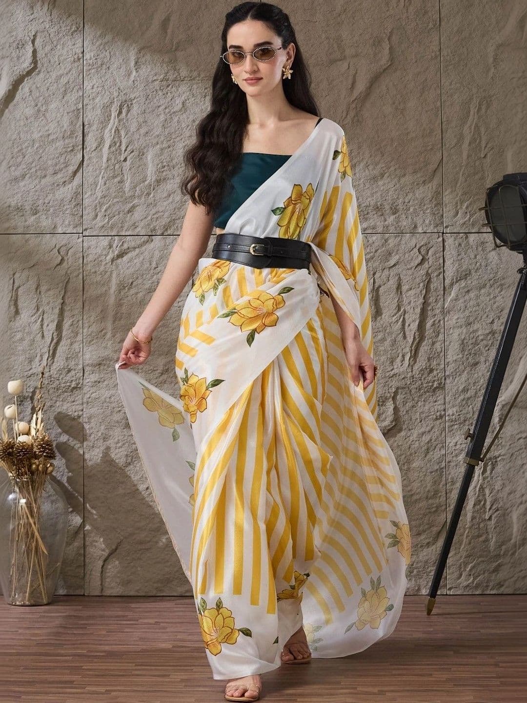 Suha Floral Silk Blend Saree - view 1